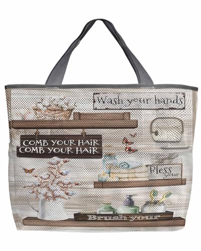 Mesh Beach Bag Oversized Tote Bags for Women Bathroom Bottle Butterfly Jar Roll Paper Large Bags for Travel Pool Grocery