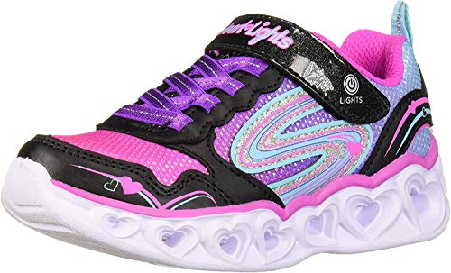 Skechers Kids Girl's Heart Lights-Love Spark Shoe, Black/Multi, 12 Medium US Little Kid