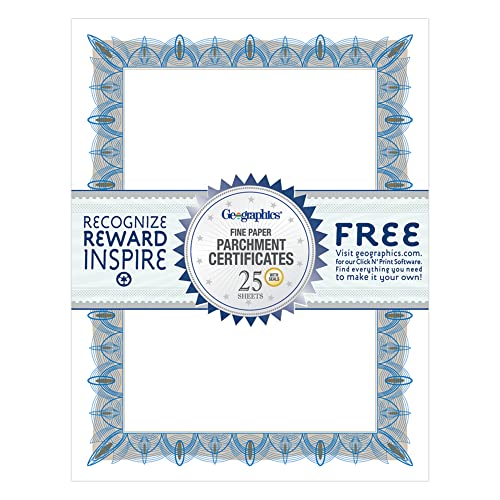 Geographics Classic Blue Certificates And Seals, 8.5 X 11 Inches, Pack Of 25 (39087) #TOP1