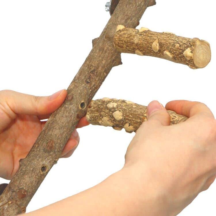 Image of Bird Perches for Cage, Natural Wood Parrots Perch Stand Ladder for Budgies Parakeets and Other Bird Stand Cage Accessories