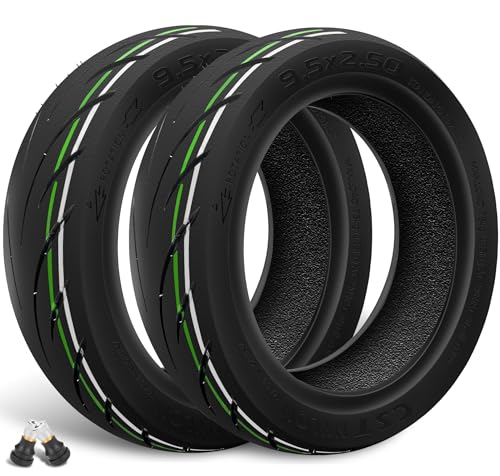 Felixstory 9.5x2.50 Vacuum Tire, Fit for NIU KQi3 Pro/KQi Air/KQi Max Electric Scooter, 9.5 Inch Rear Front Wheel Replacement, Tubeless, Non-slip, Abrasion, Shockproof, 2pcs