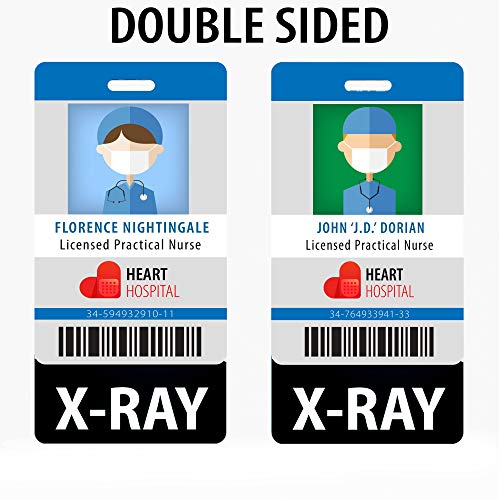 X-Ray Badge Buddy - Black - Skeleton Themed - Radiology Vertical Badge Id Card - By Badgezoo #TOP1