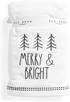 Rae Dunn by Magenta Christmas Winter Holiday Themed Hand Towels Merry & Bright