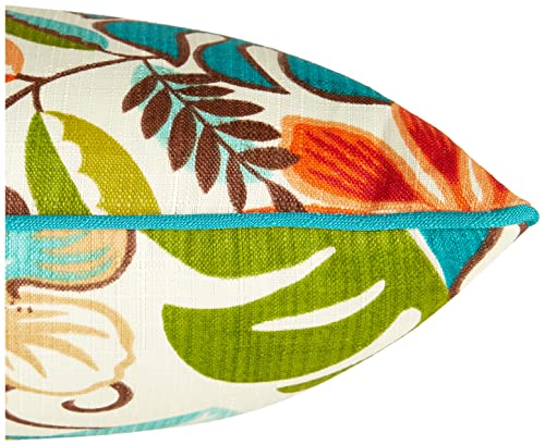 Pillow Perfect - 580616 Outdoor/Indoor Lensing Jungle Lumbar Pillows, 11.5" X 18.5", Off-White, 2 Pack #TOP2