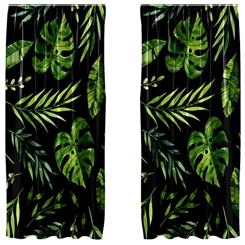 Cortinas tropicales de hoja verde ligeras y decorativas de 55x84 pulgadas 2