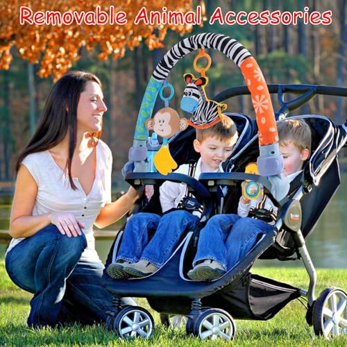 Image of Car Seat Toys for Babies 0-6 Months,Baby Stroller Activity Arch Toys for Infant 0-6 Months Hanging Rattle Musical Bassinet Travel Crib Carseat Toy,Clip on Bouncer Toys for Babies 0 3 6 9 Months Gift