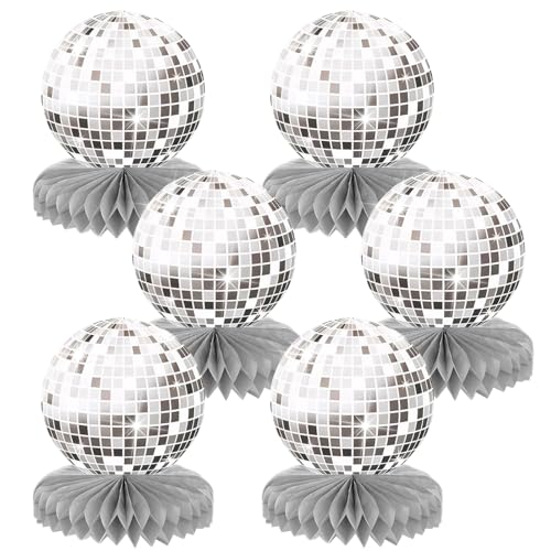 tlidfgeo Lot de 6 décorations de table disco en nid d'abeille pour fête d'anniversaire, mariage, Noël, gris