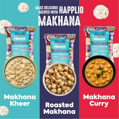 Image of Happilo Premium All Natural Fox Nuts (Phool Makhana) 100g (Pack of 5) | Lotus Seeds, Gorgon Nuts, Puffed Kernels, Hand-Picked
