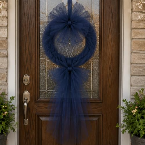 Image of Navy Blue Tulle Fabric Ribbon 6 Inch by 25 Yards Rolls Fabric Spool Tulle for Gift Wrapping Wedding Decorations Craft Supplies DIY Tutu Skirt Baby Shower Birthday Party