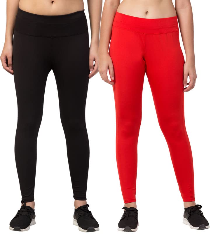 Image of BLUECON Gym wear Leggings Ankle Length Workout Pants | Stretchable Tights | Mid Waist Sports Fitness Yoga Track Pants for Girls & Women (Pack of 2)
