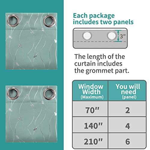 BGment Room Darkening Curtains 63 Inches Long, Grommet Thermal Insulated Blackout Curtains with Wave Line and Dots Printed for Bedroom, 2 Panels, Each 52 x 63 Inch, Frosty Green by BGment - Image 7