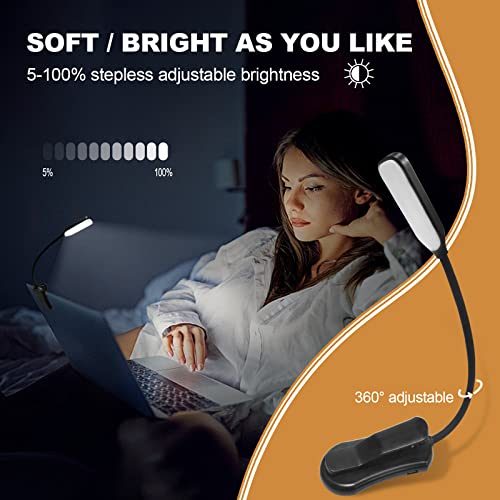 Neonlg Dimmable Clip On Book Light For Reading At Night In Bed, Usb Rechargeable Portable Reading Lights With 6Pcs Magnetic Book Marks, Flexible Book Lamp For Nightime Bedtime Bedside Headboard #TOP1