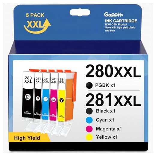 280 281 Ink Cartridges Black/Color XXL Compatible for Canon PGI-280XXL CLI-281XXL Replacement for PIXMA TR8520 TS6320 TS9120 TS6220 TR7520 TR8500 TS8320 TR8620 TS6120 TS8220 TS6300 TS8120 (5 Pack)
