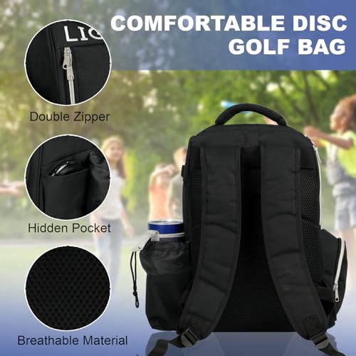 X-UFO Disc Golf Backpack & Glow-in-the-Dark Disc Light | Portable Beginner Glow Disc Golf Bag, Holds 18+ Discs - Day & Night Dual Use
