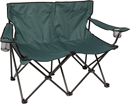 Trademark Innovations Loveseat Style Double Camp Chair with Steel Frame, 31.5", Dark Green
