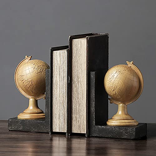 Qligha Bookends Creative Resin Globes Bookend Bookshelf Craftsmanship Non-Slip Book Ends Office Living Room Meeting Room Decoration Ornaments For Shelves #TOP2