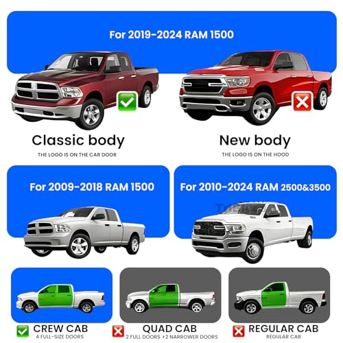 Estribos laterales de 7 pulgadas para Dodge Ram 1500 y 2500 miniatura 2