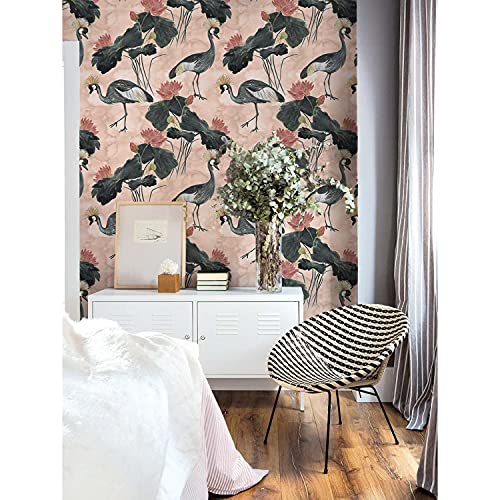 Papier peint grues chinoises pour masquer les défauts du mur - 2