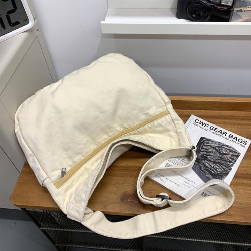 Image of Canvas Hobo Crossbody Shoulder Tote Bag for Women and Men Large Purse Messenger Bag Travel Work Shopping