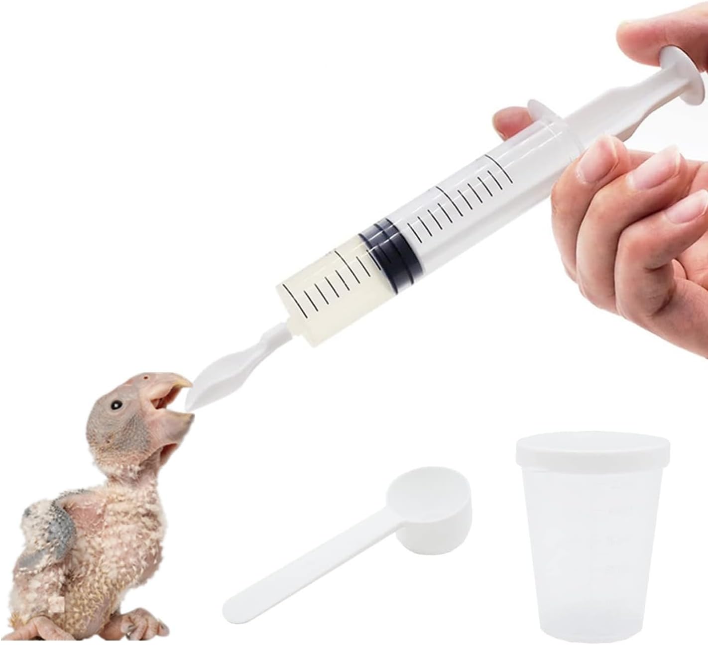 EMISTEM 20ML Baby Bird Manual Feeding Syringe Set, Milk Medicine Hand Feeding Spoon