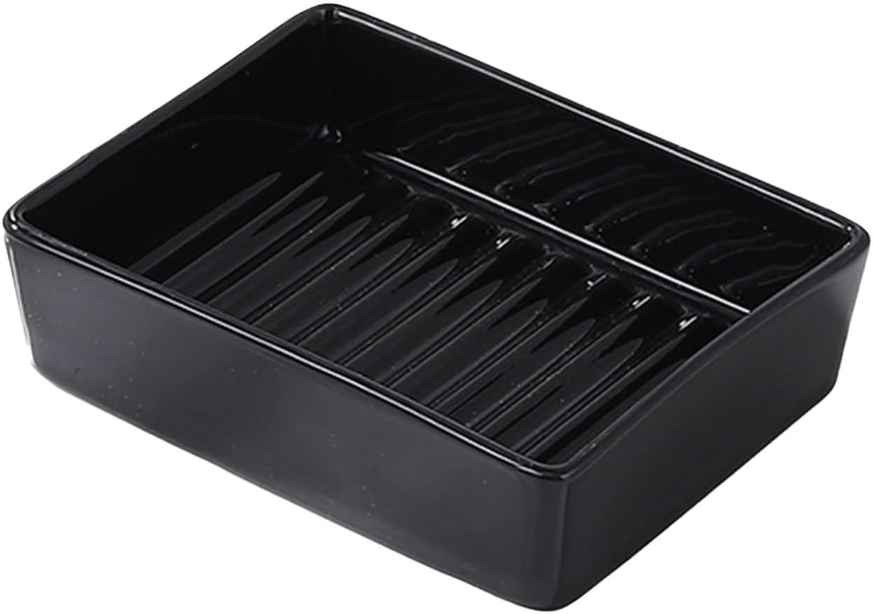 Porte-savon de luxe rectangulaire en céramique unie pour décoration de salle de bain épurée