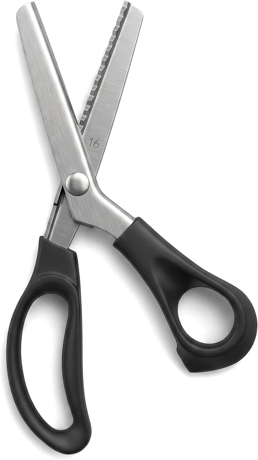 8.8" Zig Zag Scissors, Sewing Pinking Shears for Fabric Cutting | Scrapbook Scissors for Sewing Fabrics Leather and Craft Paper, Comfort Grips Crafts, Professional Handheld Dressmaking
