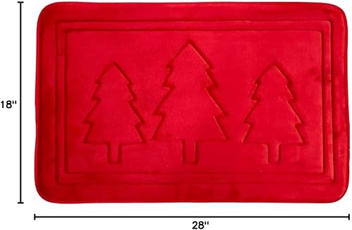Miniatura 2 de Serafina Home Alfombra de lujo con diseño de árboles navideños de espuma viscoelástica roja antifatiga para baño, cocina, vestíbulo, oficina, entrada