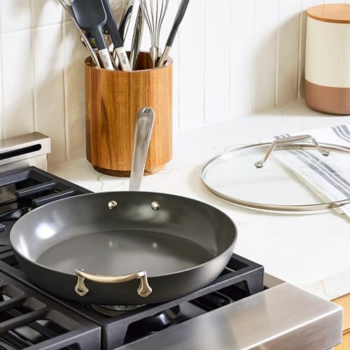 All-Clad HA1® Ceramic Nonstick, Frying Pan Set with Lid, 12 inch - Oven Safe up to 450° & Compatible with All Stovetops (Gas, Electric & Induction), Light Grey by All-Clad - Used condition - Image 3