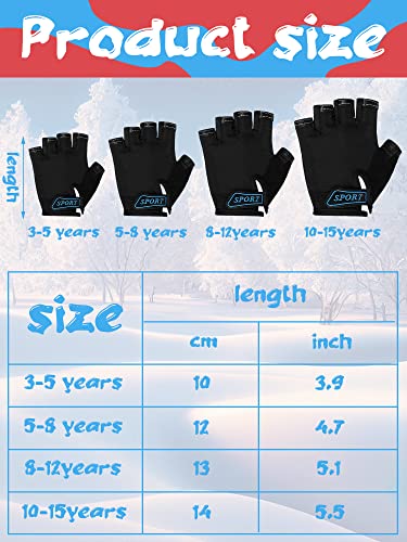 Image of Boao 3 Pairs Kids Half Finger Bike Gloves