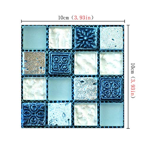 60 Pcs Mosaic Wall Tile Stickers, Diy Self Adhesive Waterproof Sticky Wallpaper, Kitchen Bathroom Tile Wall Art Decals Home Decoration 10 X 10 Cm (008) #TOP1