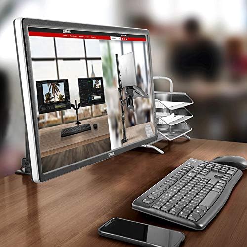 Duronic Monitor Arm Stand DM451X1 | Single PC Desk Mount | Aluminium | Height Adjustable | For One 15-27 LED LCD Screen | VESA 75/100 | 13kg Per Screen | Tilt -20°/-20°, Rotate 360°