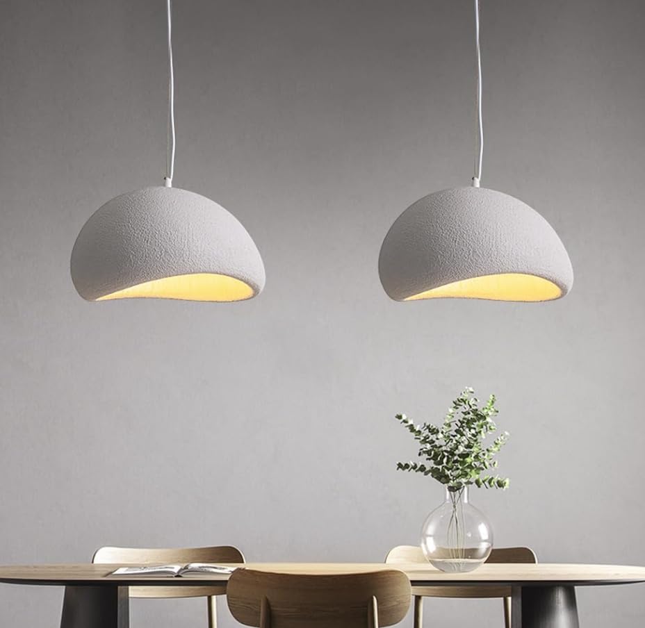 Dopa Dopastore Lampadario a Sospensione Attacco E27 Design Moderno Stile Minimal Lampadario Wabi Sabi 40/50/60CM Portalampada Bianco da Interno IP20 (40 CM)