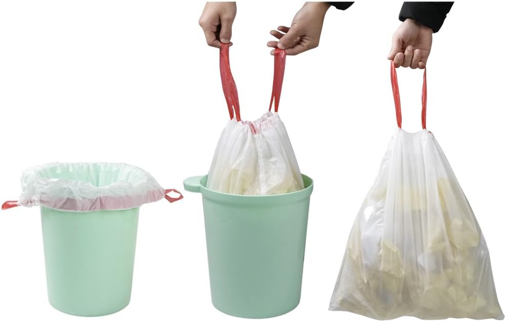 7 Gallon White Drawstring Trash Bags, Medium Garbage Bags, 2 Rolls/120 Counts