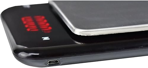 Miniatura 6 de American Weigh Scales KF-KG - Báscula de cocina recargable por USB con cuenco de cubierta, puerto de carga USB, pantalla LED roja