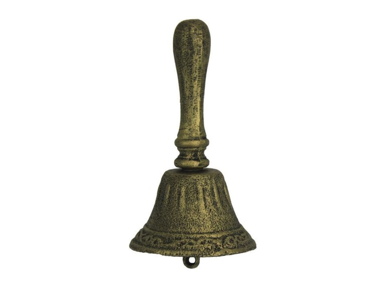 Hampton Nautical Rustic Gold Vintage Cast Iron Hand Bell, 7