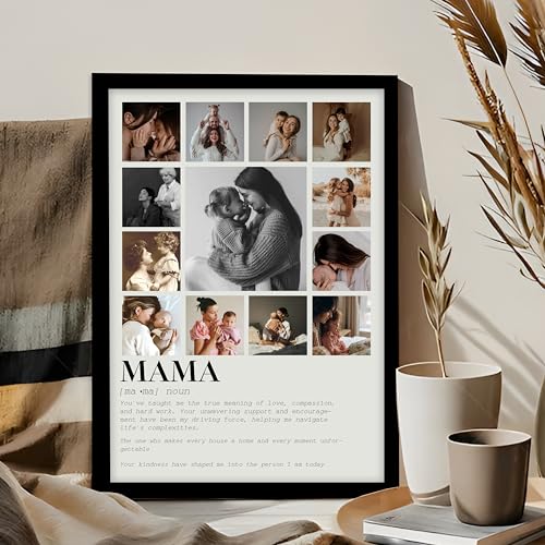 Image of Customized Mothers Day Gift for your MAMA with 13 Pictures Collage print for Mother Gifts Photo Frame With Photo Upload, Birthday, Couple, Parents (8.9x12.8 Inch)