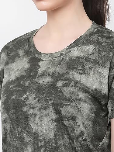 Image of UZARUS Women's Regular Fit Printed Half Sleeves Round Neck Gym Sports T-Shirt