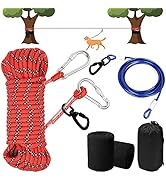 jenico Dog Tie Out Cable for Camping - 50ft Portable Reflective Overhead Trolley System with 10FT...