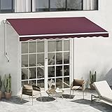 Outsunny 3m x 2.5m Garden Patio Manual Awning Canopy Sun Shade Shelter with Winding Handle Retractable Red - Image 2