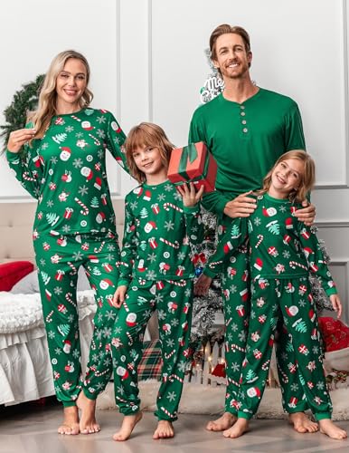 Ekouaer Family Christmas Pajamas Matching Sets Womens Mens Pjs Long Sleeve Sleepwear Holiday Lounge Sets