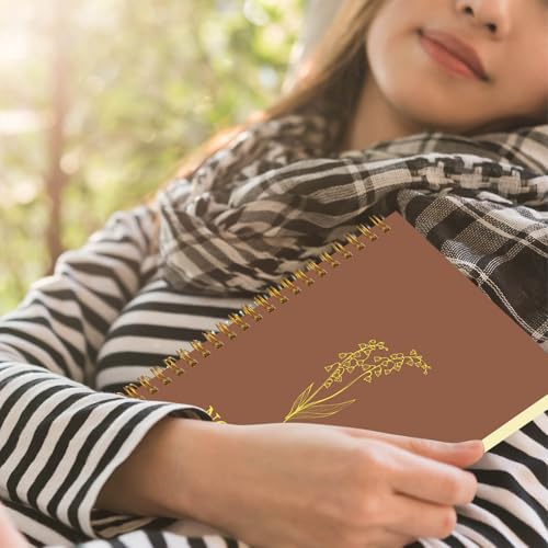 Gueevin 5 Pack Spiral Notebook Aesthetic School Supplies A5 Wide Ruled 160 Pages/ 80 Sheets Cute Notebook for Work Students School Office Supplies (Tan,Classic)