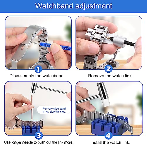 Watch Repair Kit for Battery Replacement, Link Removal, Resizing, and Cleaning - Tools for Watchmakers