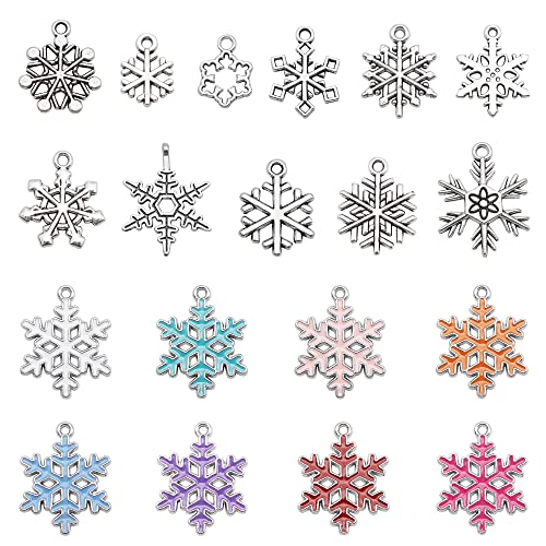 Julie Wang 120Pcs Enamel Antiqued Silver Snowflake Charms For Christmas New Year Jewelry Making Necklace Earring Bracelet Keychain Craft Diy Finding Wholesale #TOP6