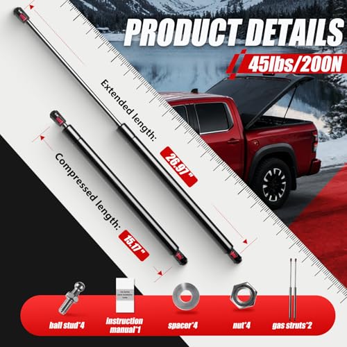 image for Vepagoo 27in 45lb Gas Strut, St270edi-45 Gas Shocks Spring Lift Suppor