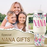 Nana Gifts Birthday Gifts for Nana Gift for Grandma from Granddaughter Grandson Grandkids Best Grandma Gift Ideas for Mothers Day Christmas 40oz Travel Cup Insulated Tumbler with Lid & Straw