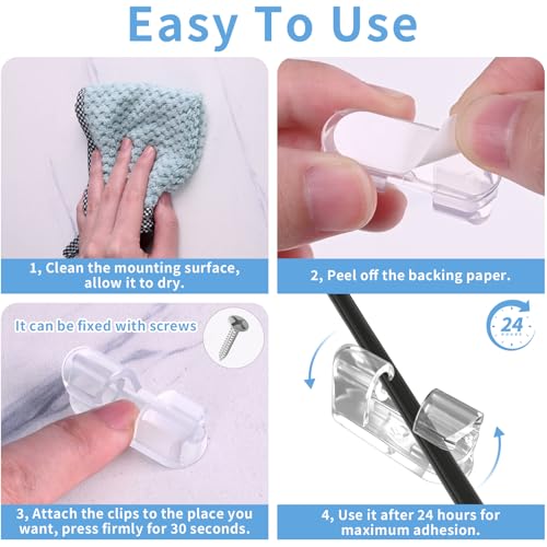 50 unidades de abrazaderas adhesivas para cables de tamaño completo, con diseño mejorado de doble orificio para gestión de cables debajo del escritorio, coche, PC y luces navideñas, interior/exterior - gris miniatura 5