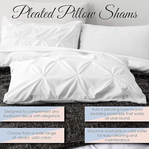 Cotton Metrics Heavy Quality Queen Pillow Sham Set of 2 White Pinch Pleated Pillow Shams 600TC 100% Organic Cotton White Pillow Shams Gorgeous Pinch Queen Size 20x30 Decorative Pillow Shams