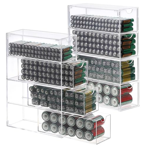 Boîte de rangement en acrylique transparent à 4 tiroirs pour piles BTSKY - 2