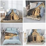 PAQOLSMCKR Manta de cama de 40 x 30 pulgadas, manta de franela de iglesia armenia para sofá, alfombra reversible de felpa, suave y acogedora para sofá, camping, todas las estaciones