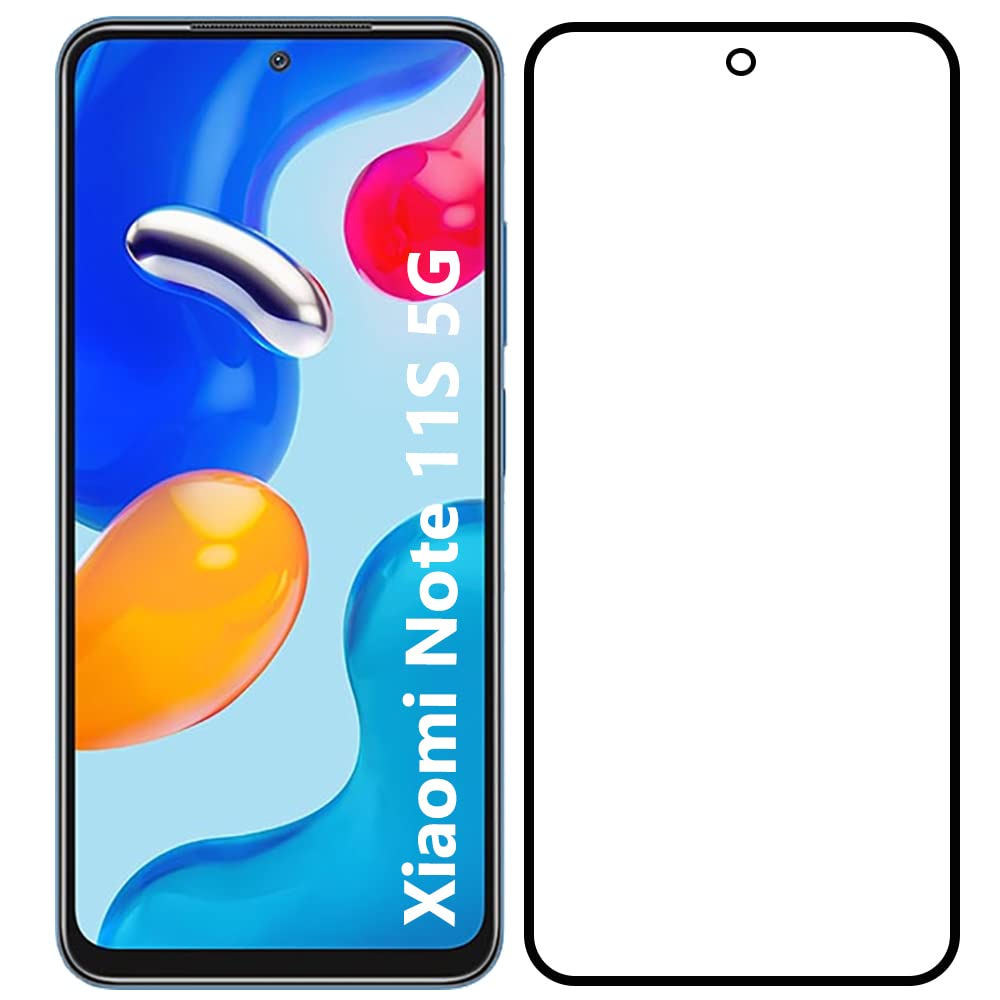 Tough Lee Tempered Glass Screen Guard Protector for Redmi Note 11 4G / Redmi Note 11S (Black) Edge to Edge Full Screen Coverage with Easy Installation Kit; Pack of 1